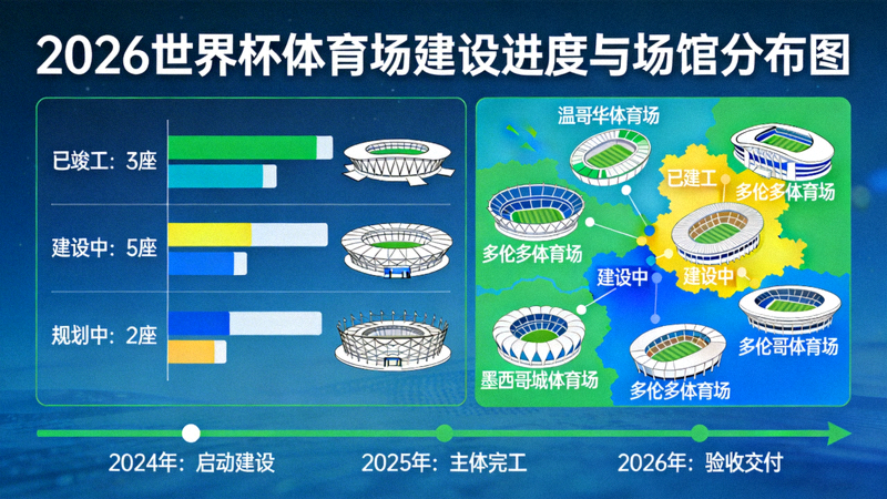 2026世界杯体育场建设进度与场馆分布图